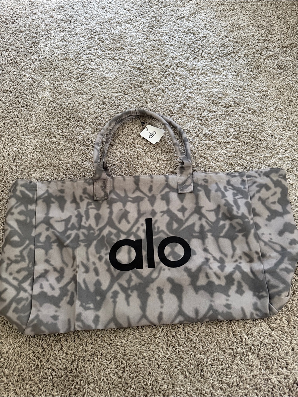ALO Yoga Gray Patterned Tote with Black Logo
